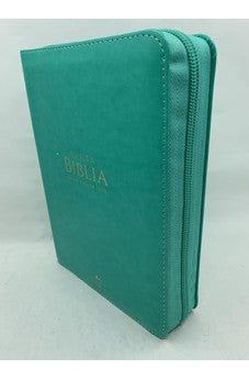 Image of Biblia RVR 1960 Compacta Letra Grande Turquesa Símil Piel con Cierre