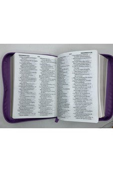 Image of Biblia RVR 1960 Compacta Letra Grande Lila Símil Piel con Cierre