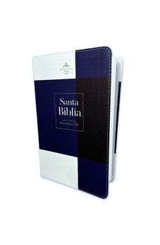 Biblia RVR 1960 Letra Grande Tamaño Manual Símil Piel Supreme Blanco Azul