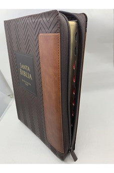 Image of Biblia RVR 1960 Letra Súper Gigante Geométrico Café Símil Piel con Índice con Cierre