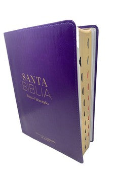 Biblia RVR 1960 Letra Súper Gigante Lila Símil Piel con Índice