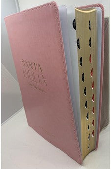 Image of Biblia RVR 1960 Letra Súper Gigante Rosa Símil Piel con Índice