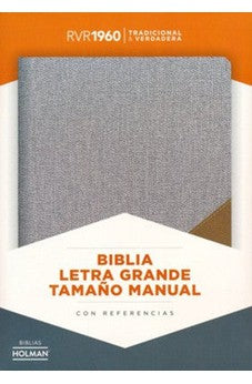 Biblia RVR 1960 Letra Grande Tamaño Manual Piel Gris y Marrón