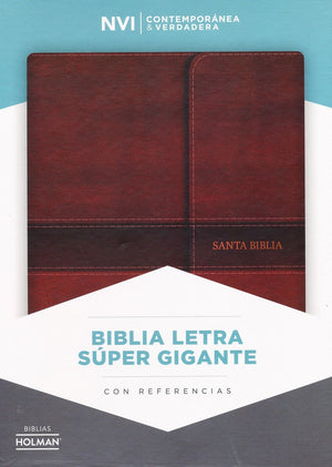 Biblia NVI Letra Súper Gigante Marrón con Solapa y Iman con Cierre con Índice