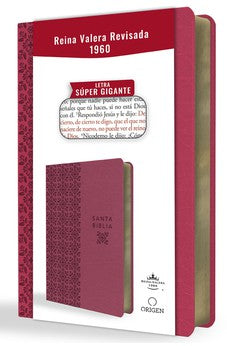 Biblia RVR 1960 Letra Súper Gigante Fucsia Rosada Símil Piel