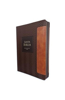 Image of Biblia RVR 1960 Letra Súper Gigante Geométrico Café Símil Piel con Índice con Cierre