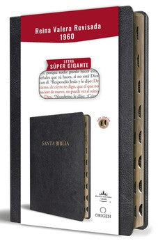 Biblia RVR 1960 Letra Súper Gigante Negro Símil Piel con Índice