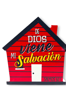 Plaqué de Madera Casa de Dios Viene Mi Salvación