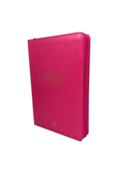 Biblia RVR 1960 Letra Grande Tamaño Manual Símil Piel Fucsia con Índice con Cierre