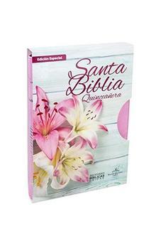 Biblia RVR 1960 Fuente de Bendiciónes y Concordancia Biblia para Quinceañeras Rosa Canto Plateado Índice y Cierre