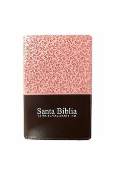 Biblia RVR 1960 Letra Gigante 14 Puntos Palabras de Jesús en Rojo con Concordancia Rvr066Clsgipjrt Tapa Duotone Rosa y Marrón Canto Floreado Índice Guantes