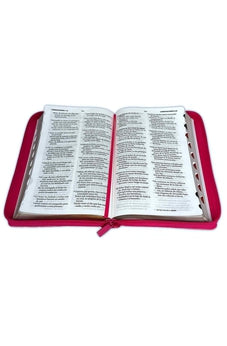 Biblia RVR 1960 Letra Grande Tamaño Manual Símil Piel Fucsia con Índice con Cierre