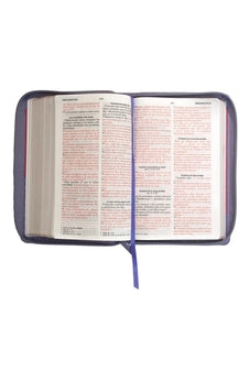 Biblia RVR 1960 Letra Grande Tamaño Manual Símil Piel Duotone Lila Morado con Cierre